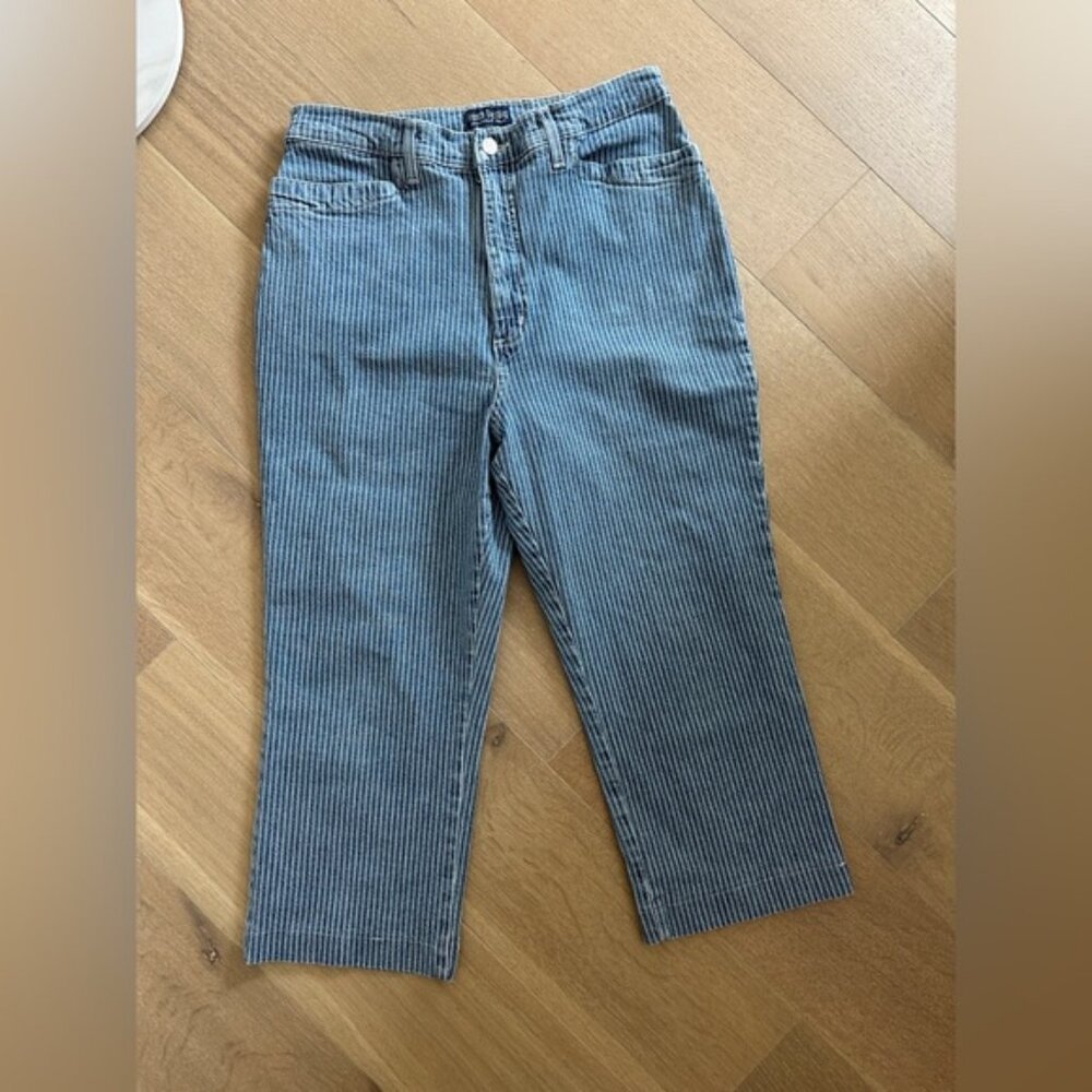 FDJ French Dressing Jeans – Striped Cropped Capri Denim  10/12 90’s Vintage